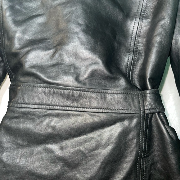 CRINKLED WASHED LEATHER TRENCH - Picture 13 of 15